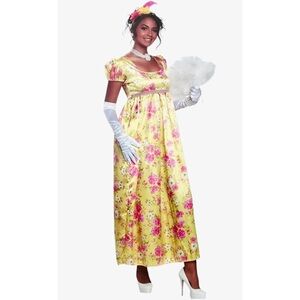 Regency Romance Yellow Gown Halloween Costume Empire Waist NEW